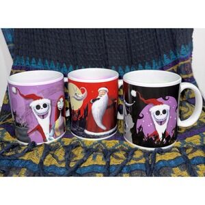 Disney The Nightmare Before Christmas Ceramic Coffee Mug Lot of 3 Jack SallyZero